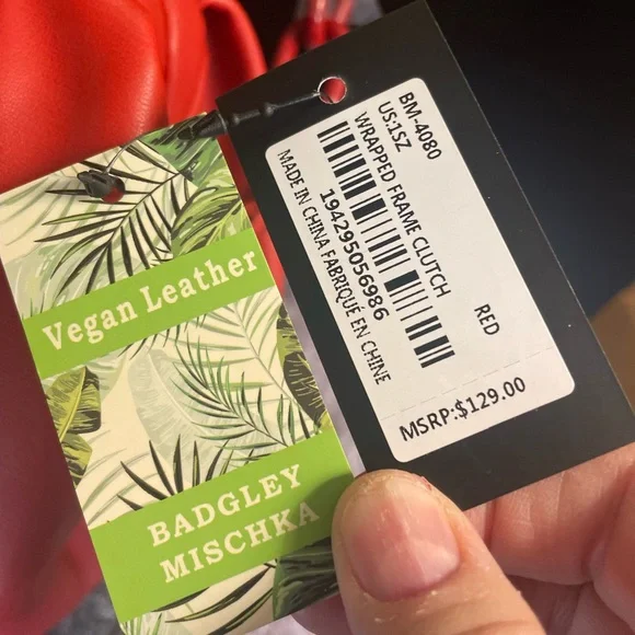 Badgley Mischka Bold Red Clutch with Chain - Picture 6 of 7